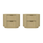 Manhattan Comfort Olivia 26.5" Modern Nightstand 2-Piece Set - Natural Oak/Gold-Modern Nightstand for Bedroom and Living Room Use. Set of 2