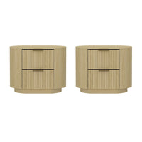 Manhattan Comfort Olivia 26.5" Modern Nightstand 2-Piece Set - Natural Oak/Gold-Modern Nightstand for Bedroom and Living Room Use. Set of 2