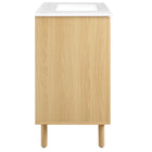 Modway Calla 36" Perforated Metal Bathroom Vanity - White/Oak-8" Centerset Holes
