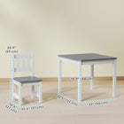 Qaba Kids Table & Chairs Set, Toddler Table & 2 Chair Set for Activity, Art, Craft, Reading for 3-8 Years - Grey-Made from pine wood for a strong structure
