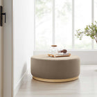 Modway Tilden Large 38" Round Performance Velvet Upholstered Ottoman - Taupe/Natural-Dense Foam Padding