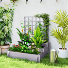 Outsunny 3-Tier Raised Garden Bed with Trellis for Climbing Plants - Grey-3 planters for various plants, vegetables, and more
