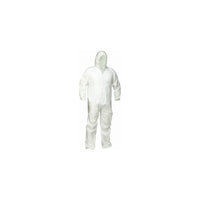 Forcefield Microporous Disposable Coverall with Hood - Large - White-White polyolefin