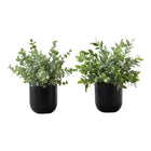 Monarch Specialties 11" Artificial Indoor Eucalyptus Grass - Table - Black Pots - Set of 2-Add some greenery to your space with this set of 2 artificial eucalyptus grass plants that are 11" tall