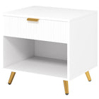 HOMCOM Nightstand with Fluted Panel - White-Modern white finish and fluted panel enhance any room