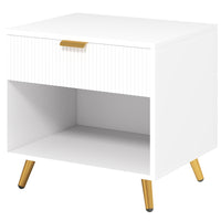 HOMCOM Nightstand with Fluted Panel - White-Modern white finish and fluted panel enhance any room