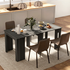 HOMCOM 23.6"-70.9" Rectangular Extendable Dining Table for 6-8 - Grey-Easily reduces to the size of a side table