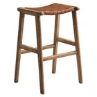 Modway Saoirse Leather Wood Bar Stool - Walnut Brown - Set of 2-6