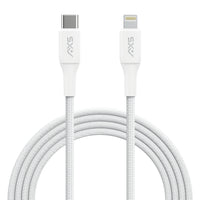 AXS PROCharge Premium USB-C to Lightning Braided Cable (1.2M) - White/Grey-Made from recycled materials