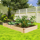 Outsunny Wooden Raised Garden Bed - 92.5" L x 48" W x 10.2" H - Natural-Open bottom enhances root growth, prevents water logging 