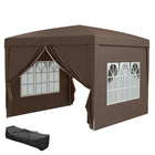 Outsunny 10' ft W x 10 ft L Outdoor Pop Up Party Tent with Carrying Bag - Coffee-High density silver coated Oxford material water-resistant and UV resistant