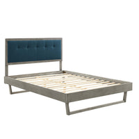 Modway Willow Wood Queen Platform Bed with Angular Frame - Grey Azure-Queen Platform Bed Frame