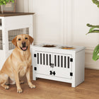 PawHut Xlarge Raised Dog Bowl Stand with 2 Stainless Steel Bowls and Storage - White-Raised design helps your pets' posture 