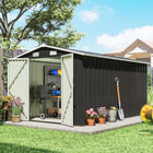 Outsunny Metal Heavy Duty Outdoor Storage Shed - 12' x 8' - Dark Grey-Reinforced steel garden shed withstands strong winds and heavy snow loads
