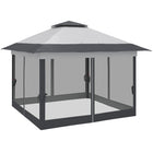 Outsunny 12 ft W x 12 ft L Pop-up Tent Gazebo Instant Canopy - Dark Grey-Air vents on the top ensure good ventilation and heat dissipation