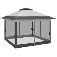 Outsunny 12 ft W x 12 ft L Pop-up Tent Gazebo Instant Canopy - Dark Grey-Air vents on the top ensure good ventilation and heat dissipation