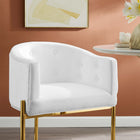 Modway Savour Tufted Performance Velvet Bar Stool - White-Gold Stainless Steel Base