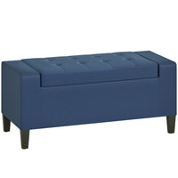 HOMCOM Storage Bench with Flip Top Ottoman - Blue-Classic appearance storage ottoman could match with most styles of house