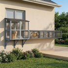 PawHut 98" Cat Tunnel Outdoor with Combinable Design, Doors - Dark Grey-Allows an L shape, expansion from the left and right, or even a cat tent or a catio at the end