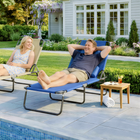 Outsunny Adjustable Outdoor Lounge Chair with Face Hole and Pillow - Blue-Face hole allows you to face down comfortably while sunbathing