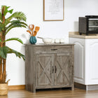 HOMCOM Farmhouse 31.5" L Sideboard Buffet Cabinet with Storage - Ash Grey-The crossbuck detail is sure to elevate your house's charm