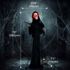 HOMCOM 6' Life Size Animated Grim Reaper with Sound Touch Activation - Black-Sound, touch or vibration activation adds easy interaction for guests 