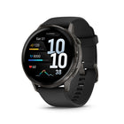 Garmin Venu 4 Smartwatch - 45 mm - Slate with Black Silicone Band-24/7 health monitoring: Make improvements toward a healthier lifestyle with extensive health monitoring features, such as Body Battery  energy monitoring, stress, Pulse Ox and women’s health tracking — including past ovulation estimates — and more