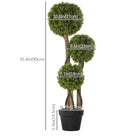 HOMCOM 35" Artificial Boxwood Triple Ball Topiary Tree - Green-Robust nursery pots provide stable bases 