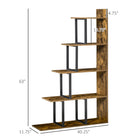 HOMCOM Industrial Style Bookcase Display Stand - Rustic Brown-High level material of particleboard make it capable to hold 176 lb 
