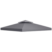 Outsunny 10' L x 10' W Square 2-Tier Gazebo Canopy Replacement Top Cover - Dark Grey-Replacement canopy will fit 3 x 3(m)/9.8' x 9.8' size frame