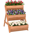 Outsunny 3-Tier Wood Planter Boxes - 29.5" L x 26" W x 29.9" H - Brown-3-Level design vertical planter provides spacious space to grow flowers, vegetables, plants 