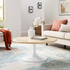 Modway Lippa 36" Round Faux Travertine Coffee Table - White Travertine-Round Table Top