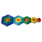 Popular Playthings Hexacus Stacking Game-An Idea Booklet that shows over 100 examples of easy to challenging patterns and shapes to build.
