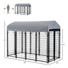 PawHut Outdoor Welded Wire Dog Kennel with Cover - 8' x 4' x 6' - Black/Silver-Connect multiple kennels together without any additional parts or panels 