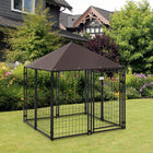 PawHut Outdoor Welded Wire Steel Fence Dog Kennel - 4.6' x 4.6' x 5' - Black-Water-resistant Oxford cloth cover to use even in harsh weather 