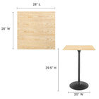 Modway Lippa 28" Square Wood Bar Table - Black Natural-Wood Grain Veneer and MDF Tabletop