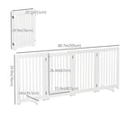 PawHut Free Standing Wooden 4 Panel Pet Gate with Door - White-Materials: MDF 