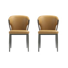 Manhattan Comfort Kirsten 20.5" Modern Leatherette Upholstered Dining Chair - Camel - Set of 2-Modern Dining Chair for Dining Room and Task Use. Set of 2