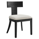 Modway Peregrine Wood and Fabric Upholstered Dining Chairs - Black/Heathered Weave Ivory - 2 Pack-Non-Marking Foot Pads