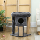 PawHut Small Cat Tree Tower with Perch and Scratching Post - Dark Grey-Colour: Dark Grey 