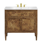 Modway Elysian 36" Wood Bathroom Vanity - White/Brown-Assembly Required