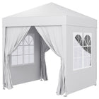 Outsunny 6.6' ft W x 6.6 ft L Pop Up Canopy Tent with Sidewalls - White-6.6x6.6ft party tent with 4 removable walls, great for outdoor event use, like BBQ, flea market and more