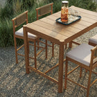 Modway Eleni 5-Piece Outdoor Teak Wood Bar Set - Natural Sail-Removable Cushions