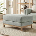 Modway Roscoe Fabric Ottoman - Mist-Kiln-Dried Weathered Wood Frame