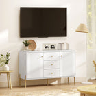 HOMCOM Modern 47.2" L Sideboard Buffet Cabinet with Storage - White-Particleboard and MDF frame with five steel legs, supports up to 207 lb. (94 kg)
