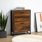 HOMCOM Rustic Shoe Cabinet with 2 Flip Doors, Divider & Open Shelf - Rustic Brown-Features 2 drawers, each with 2 shelves to store 12 pairs of standard-sized shoes totally