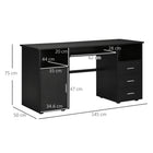 HOMCOM 57.1" Computer Desk with Drawers - Black-The lock on the top drawer for item safety 