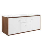 Modway Transmit 48" Wall-Mount Bathroom Vanity - Walnut/White-Assembly Required