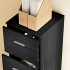 HOMCOM 4-Drawer Letter/A4 Locking Filing Cabinet - Black-Wood grain finish and silver handles for a contemporary look

