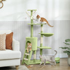 PawHut 53" Large Activity Centre Cat Tree Tower with Condo - Green-Wide, thick particle board base and anti-tip strap keep the cat tree stable and secure 